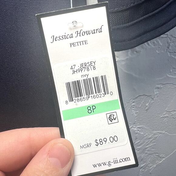 NWT Jessica Howard jersey navy mesh trim dress womens 8 corpcore career preppy - Picture 5 of 10